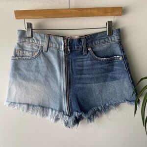 Revice Shorts Womens 28 Denim Blue Front Zip Colorblock Summer Ying Yang Summer